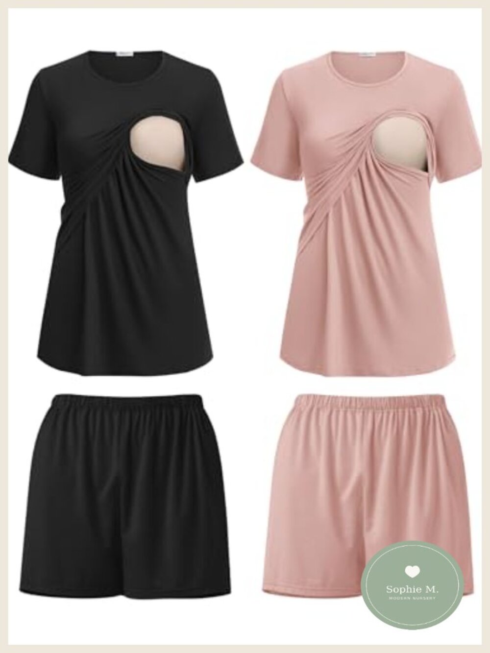 Nursing Pajama Sets 2 Pack Postpartum Outfit Short Sleeve